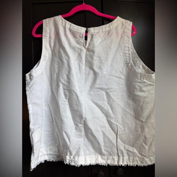 Liz Claiborne White linen Tank Top - Picture 3 of 6